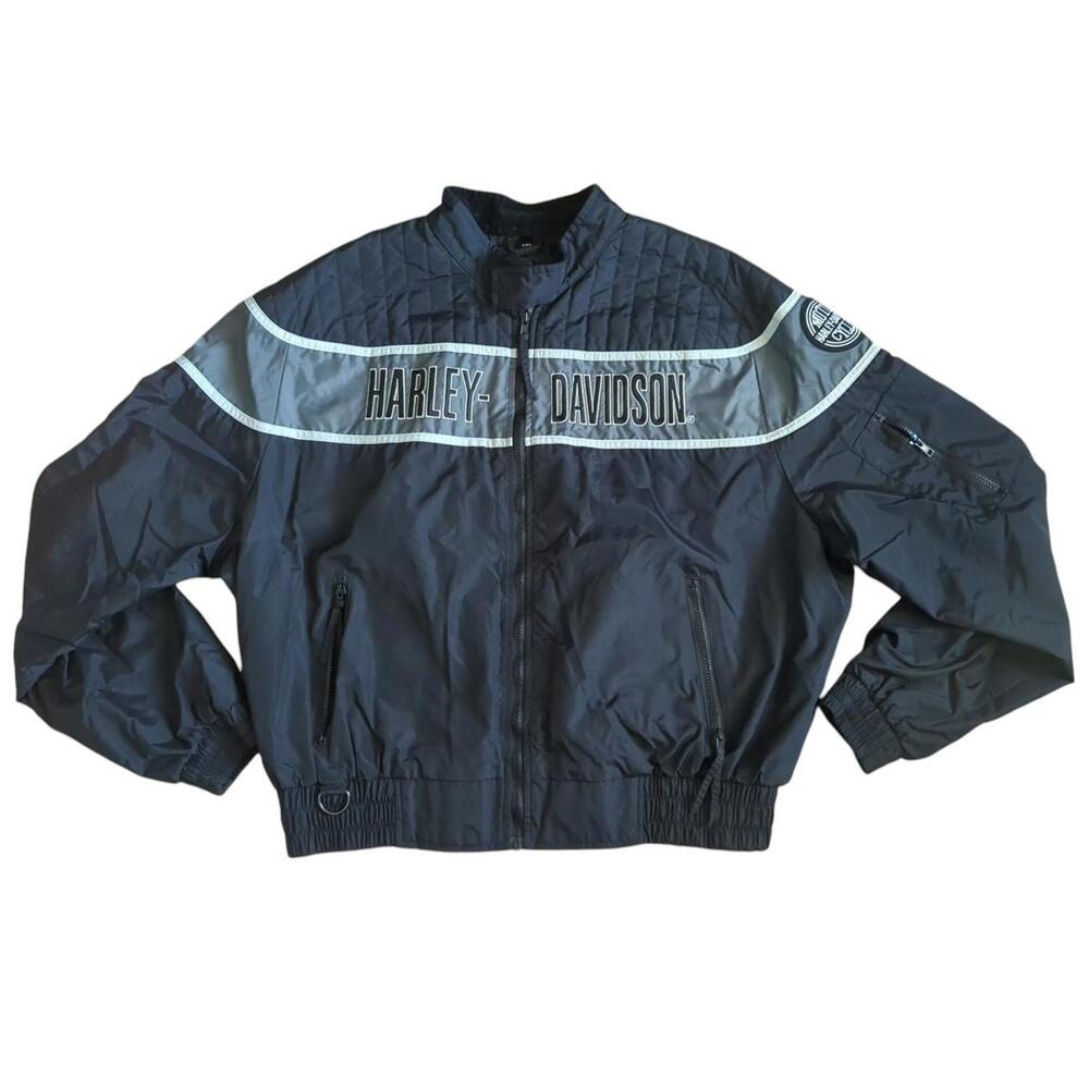 Harley-Davidson Racing Jacket‎ Men's 3XL XXXL 90s Quilted Bomber Screaming Eagle